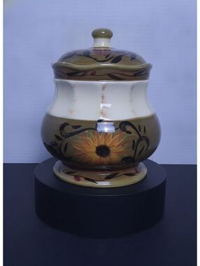 Certified International Margaret LeVan Sunflower Ceramic Kitchen Canister Jar 8"